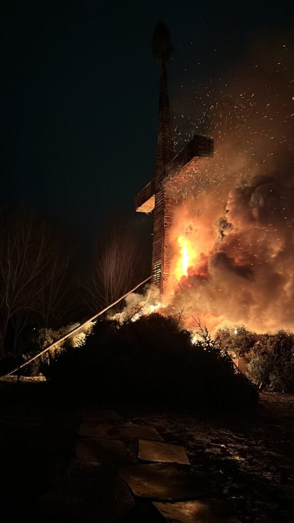 A buerg burning in Walferdange, Luxembourg for the Buergbrennen